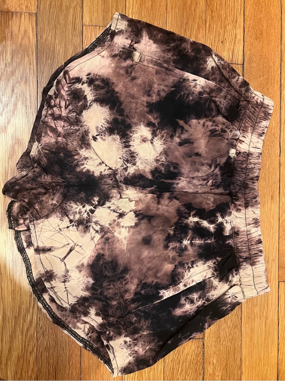 Tie-Dye Athletic Shorts in Black and Brown